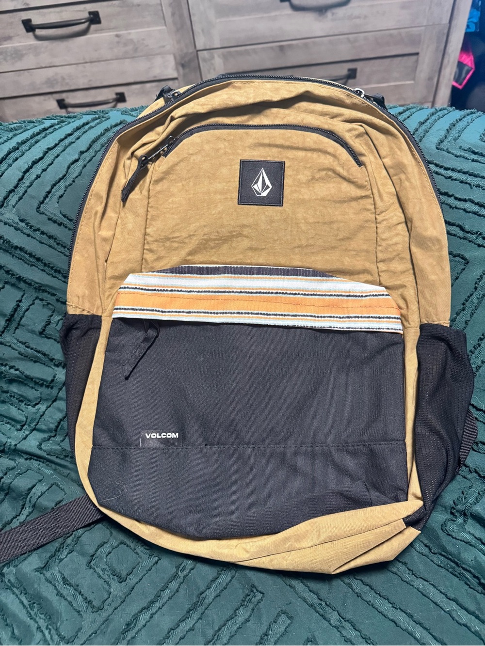 Volcom Two-Tone Tan and Black Backpack